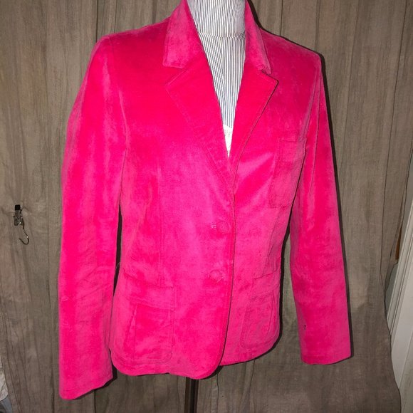 hot pink velvet jacket